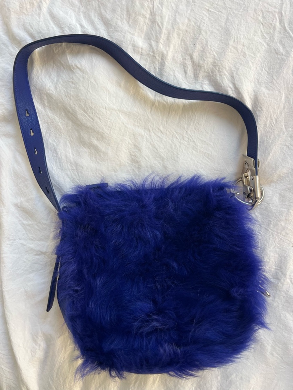 Burberry Royal Blue Faux Fur Crossbody Bag